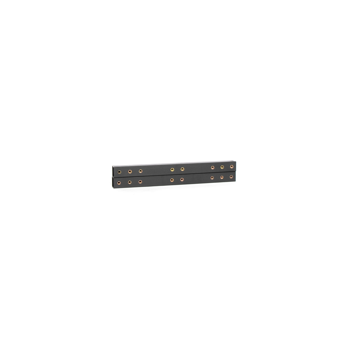 The Bells of Steel Deadlift Platform 60 cm (24) Tube (2 pieces) features black rectangular metal hinges with multiple copper-colored screw holes, perfect for customizing lifting platforms, displayed on a plain white background.