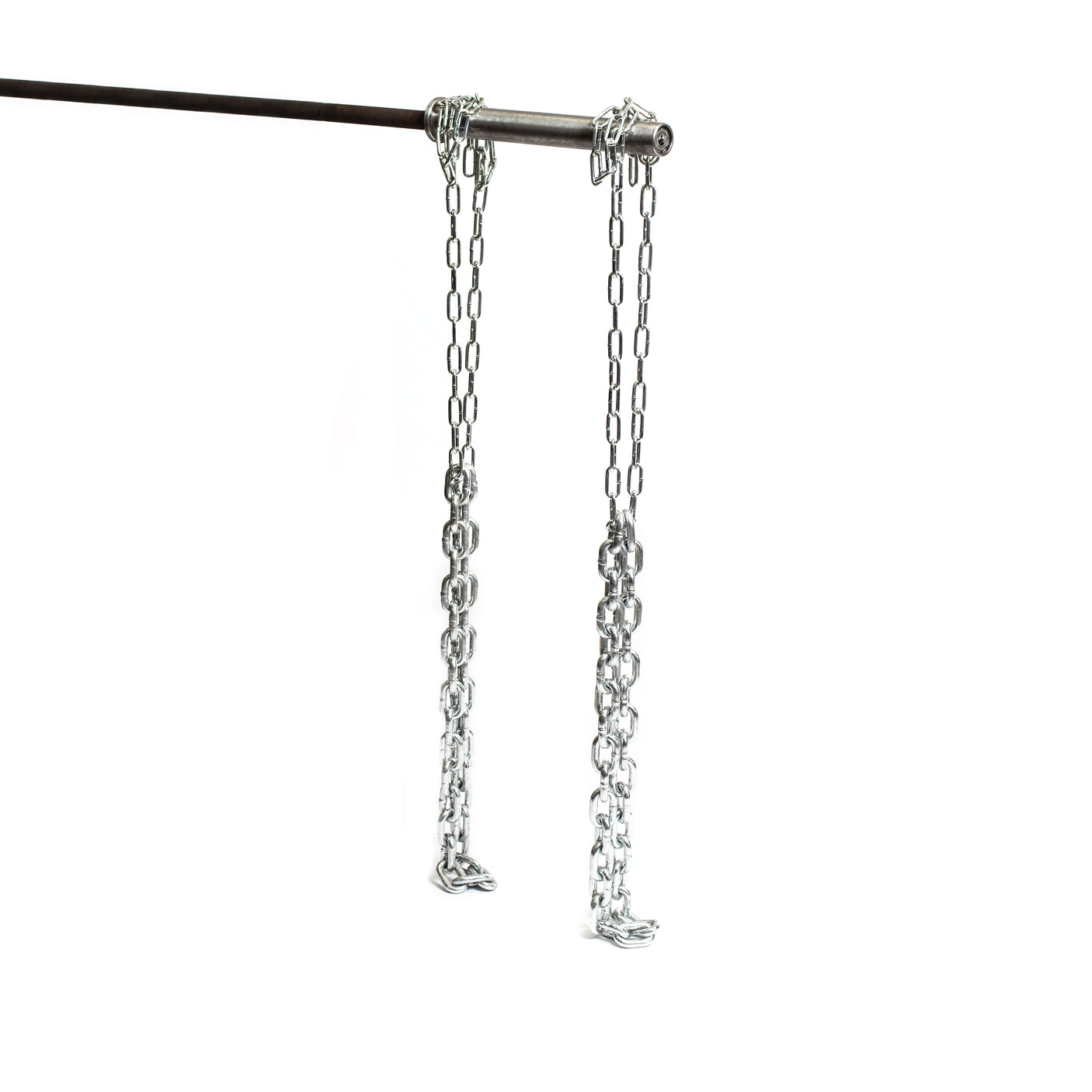 The Bells of Steel Weightlifting Chain Sets feature two rust-resistant chains hanging from a metal rod supporting a horizontal bar, shown isolated on a white background.