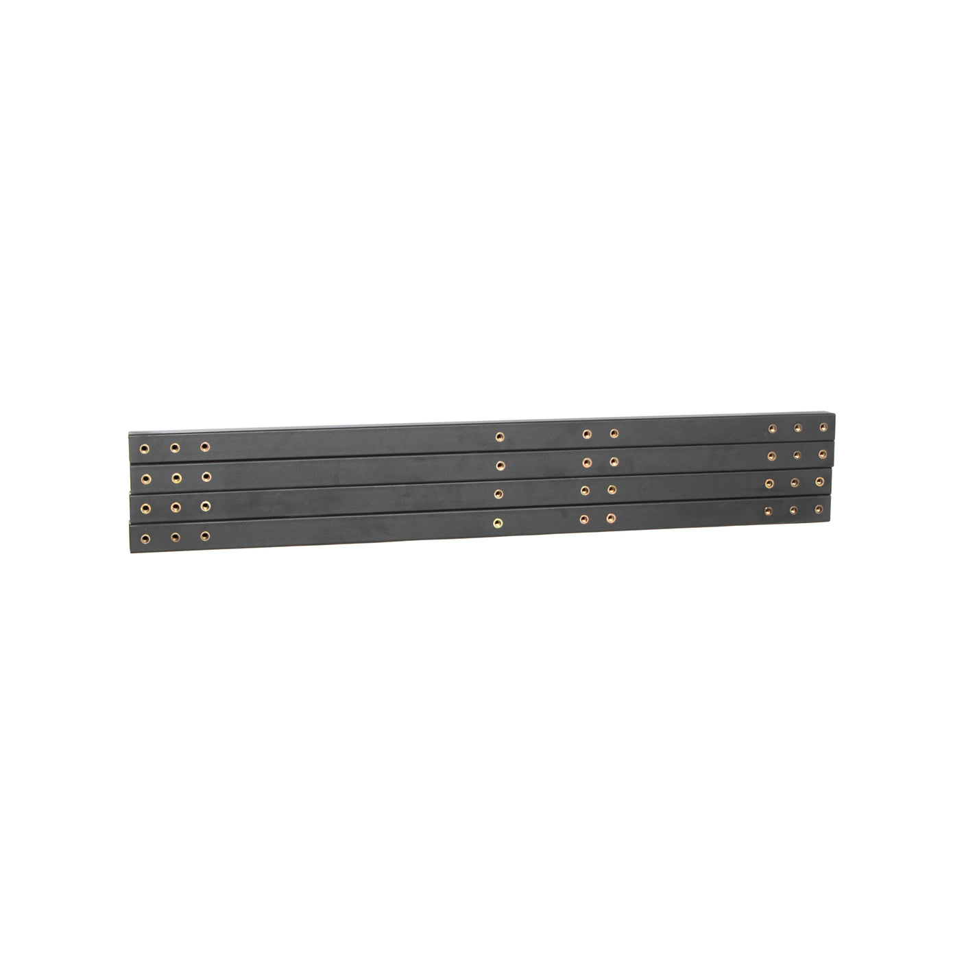 Four Bells of Steel Deadlift Platform 125cm (49) Tubes—black metal bars with evenly spaced holes at each end—are displayed horizontally, stacked in a staggered arrangement against a white background. Four pieces are shown.