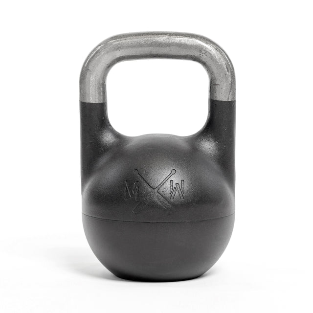 The Bells of Steel 6-12KG Adjustable Kettlebell, featuring a black matte finish and metallic handle with an embossed front marking, is centered on a white background—perfect for serious kettlebell training.