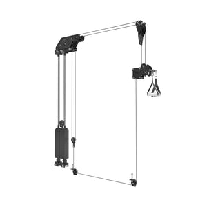 Image of the Bells of Steel Kraken Rack Attachment for 6 Post Hydra Racks. It includes a pulley system, weight stack, cables, and dual-handle tower in black and silver for strength training exercises.