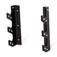 The Bells of Steel 3 Barbell Wall Rack includes two black metal brackets with multiple notched hooks and screws for secure, wall-mounted barbell storage, shown upright against a white background.