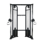 The Bells of Steel Functional Trainer is a versatile gym cable crossover machine with multiple pulleys, adjustable weight stacks on both sides, and various cable attachments for strength training, offering an all-in-one trainer experience.