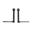 Two black metal Bells of Steel Camber Bar Attachments (Pair) with horizontal silver rods are positioned parallel to each other on a white background.