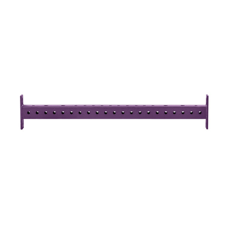 A straight, purple metal Hydra Crossmember by Bells of Steel, featuring evenly spaced holes along its length, is viewed from the front against a white background.