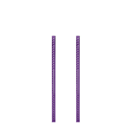 Two tall, vertical Hydra Vertical Uprights by Bells of Steel, featuring a sleek industrial design and evenly spaced holes, stand side by side against a white background. Perfect for Hydra Rack attachments.
