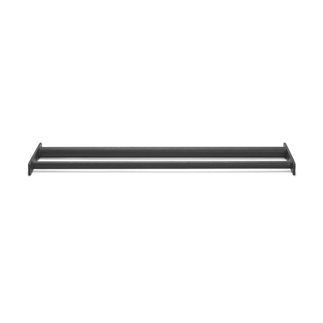 The Bells of Steel Fat/Skinny Pull Up Bar features a black and silver wall-mounted design with sleek, modern lines, reminiscent of a towel bar, shown against a clean white background.