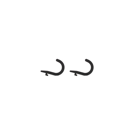 Two Bells of Steel Utility Hooks in small, black, and curved design are set on a plain white background with open ends facing outward—perfect for organizing gym cable attachments and accessories.