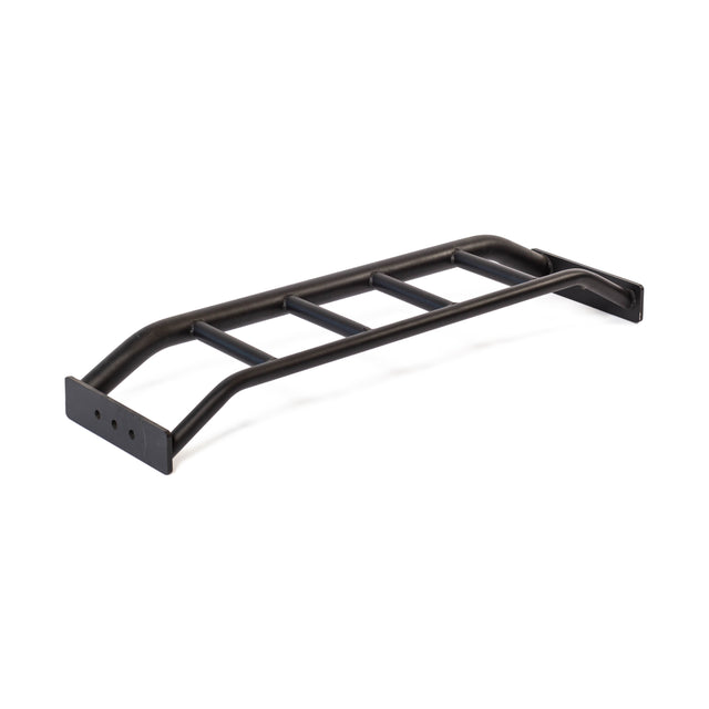 The Bells of Steel Multi-Grip Pull Up Bar, shown on a white background, is a black metal ladder-style rack with five rungs and mounting brackets at each end. Its design is inspired by strength training equipment.