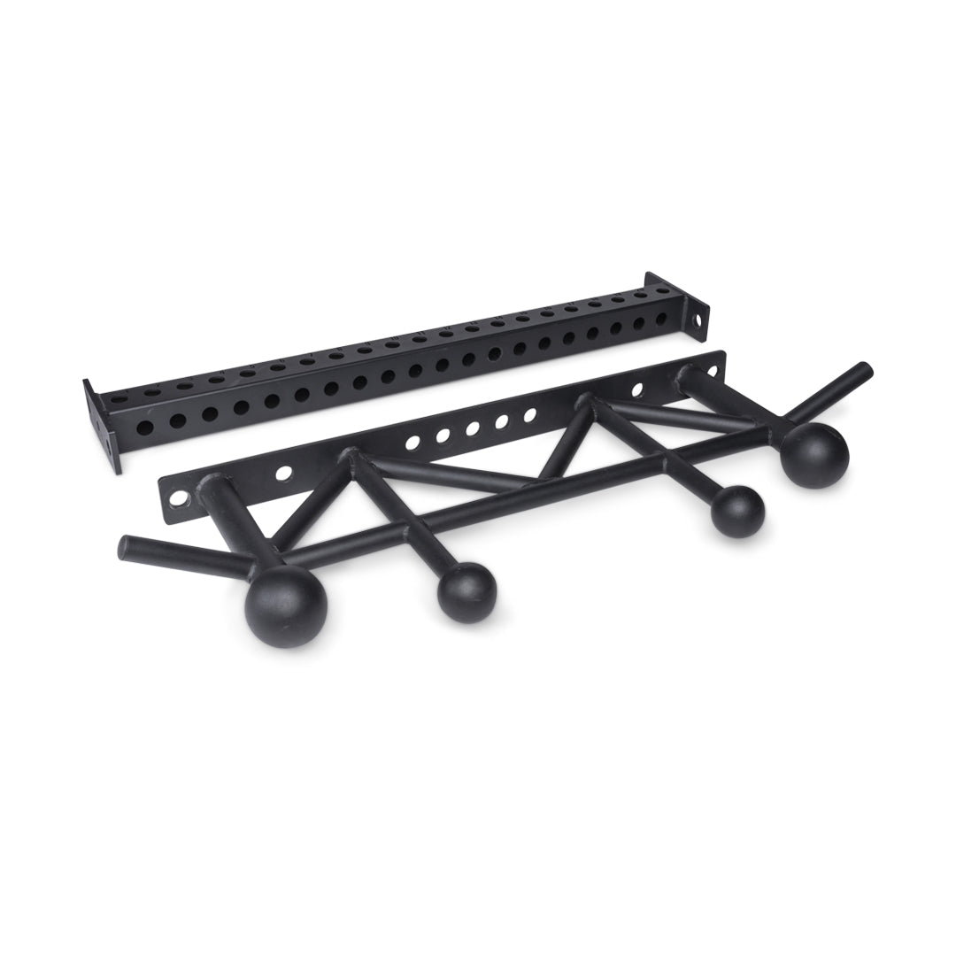 The Bells of Steel USA Colored Globe Pull up Bar features multiple gripping angles, thick sphere grips, and comes with a matching adjustable mounting bracket.