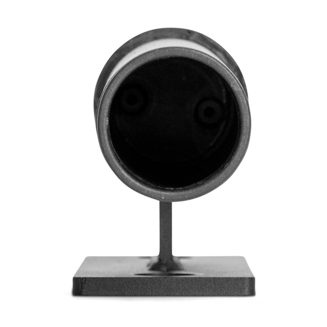 The Bells of Steel Vertical Mount Barbell Holder Rack Attachment is a black cylindrical metal tube with a square base, mounted vertically for efficient barbell storage and shown from the open end against a white background.