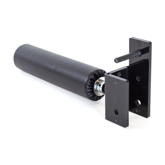 The Bells of Steel Hydra Nordic Curl Package features a black padded cylindrical roller with a metal bracket, ideal as a split squat or Nordic hamstring curl attachment for fitness equipment, shown on a white background.