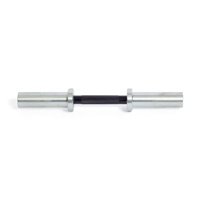 The Bells of Steel Loadable Dumbbell Handle features a textured center grip and smooth cylindrical sleeves, making it ideal for any home gym. Shown on a white background.