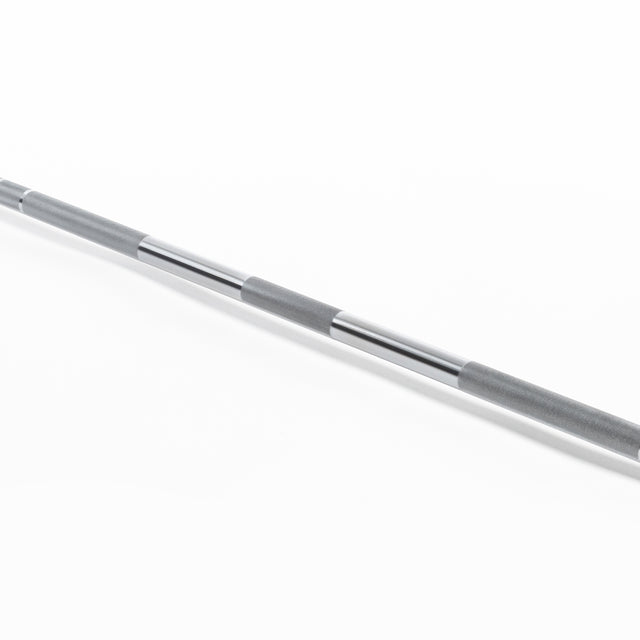 The Bells of Steel Olympic Weightlifting Barbell, featuring textured grip sections, is displayed diagonally against a plain white background.