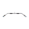 The Bells of Steel Pro-Style Lat Bar Cable Attachment, 38 inches long with angled ends and black rubber grips, is chrome-plated and designed for cable machines; shown photographed against a white background.