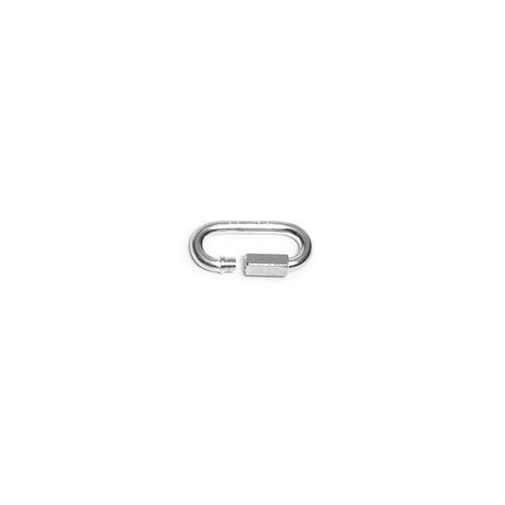 The Bells of Steel Weightlifting Chains feature a small metal quick link connector with a threaded hexagonal sleeve, ideal for joining rust-resistant chains or securing loads, shown isolated on a white background.