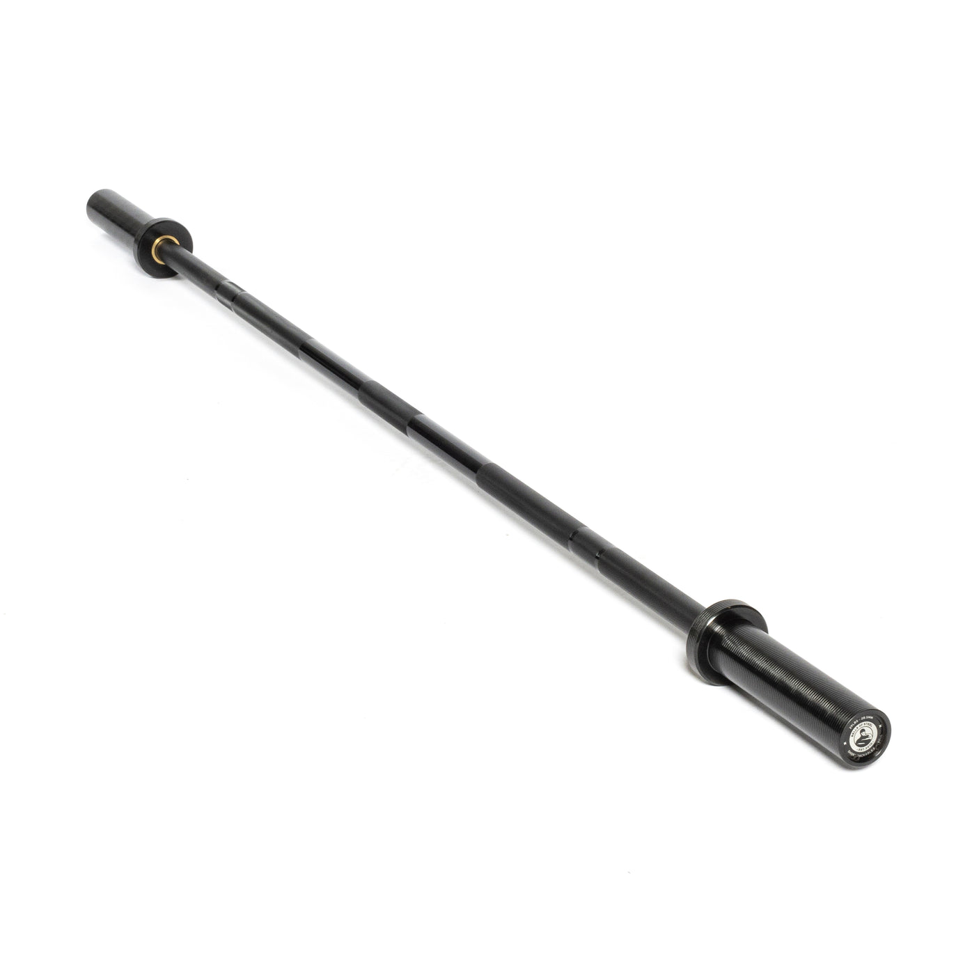 A Bells of Steel Short Rackable Barbell, featuring a black, slightly textured surface and silver sleeves, is displayed on a white background. Ideal for home gyms, it's long and slender, perfect for weightlifting or strength training with your power rack.
