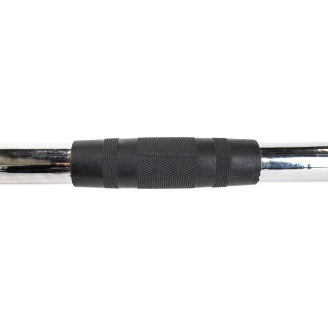 The Bells of Steel Straight Bar Cable Attachment (20") features a textured black grip in the center, providing a secure hold for weightlifting on any cable machine.