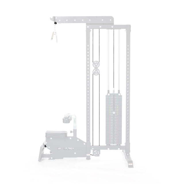 The Bells of Steel USA Selectorized Lat Pulldown Low Row Machine (Cables Part #41, #42) features a weight stack and adjustable handles for lat pull-downs or seated rows. With its padded seat, visible pulleys, and replaceable cables, it’s perfect for guided exercises.