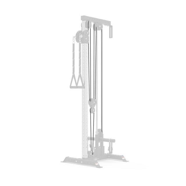 Introducing the "Cables for Plate-Loaded Cable Tower" by Bells of Steel USA, a home gym must-have with an adjustable metal frame and handles. Its sturdy nylon cables and smooth pulleys are perfect for strength training with a full range of motion.