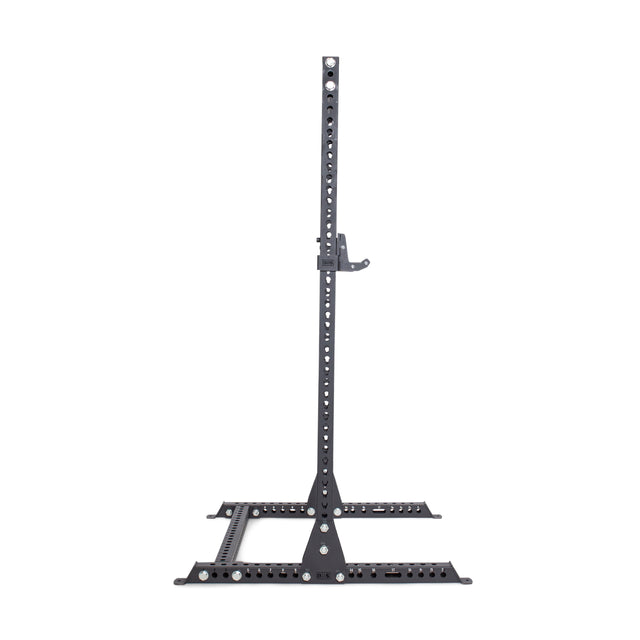 The Bells of Steel Manticore Squat Stand - Prebuilt (3" x 3", 1" Holes) stands upright on a white background, featuring multiple holes for adjustable height and a sturdy rectangular base—ideal for any home gym.