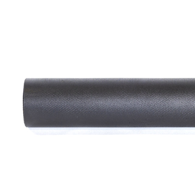 A close-up of the Bells of Steel Fat Bar - Straight Handle Bar, a cylindrical black bar with a textured surface for enhanced grip strength, shown placed horizontally on a white background.
