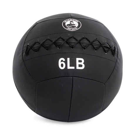 The Bells of Steel Triple Stitched Medicine Balls feature a visible logo and “6LB” print, with a zigzag triple stitch design for enhanced strength. Made from durable Kevlar, these black medicine balls are available in various weights to meet diverse workout needs.