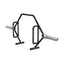The Bells of Steel Open Trap Bar / Hex Bar in black, featuring elevated handles and silver loading sleeves, is displayed against a white background for strength training exercises like deadlifts and shrugs.