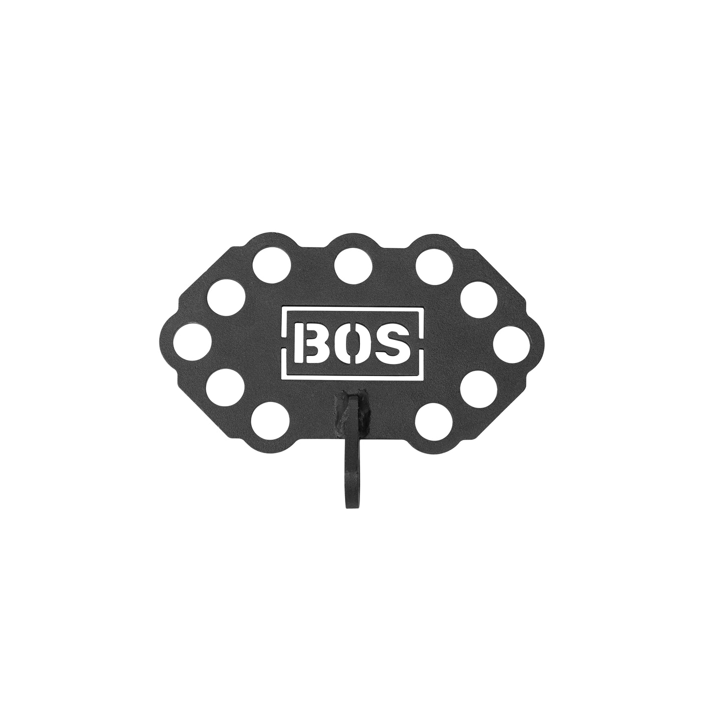 A black metal target plate with multiple circular holes around the edge, "Bells of Steel USA" in a white box at the center, and a Kaizen Multi-Link mounting bracket at the bottom.