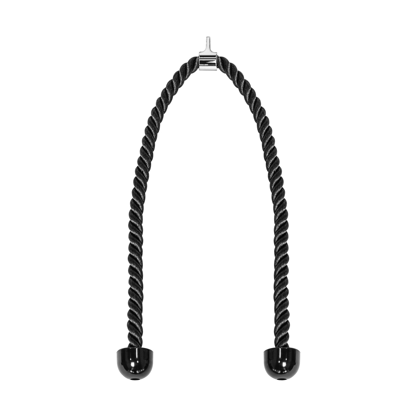 The Bells of Steel Extra Long Tricep Rope Extension (137cm) features a black rope with a silver connector and rubber end caps, ideal for cable exercises such as tricep pushdowns and rope extensions.