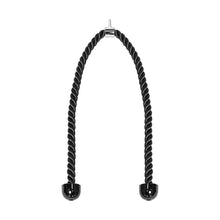 The Bells of Steel Extra Long Tricep Rope Extension (137cm) features a black rope with a silver connector and rubber end caps, ideal for cable exercises such as tricep pushdowns and rope extensions.
