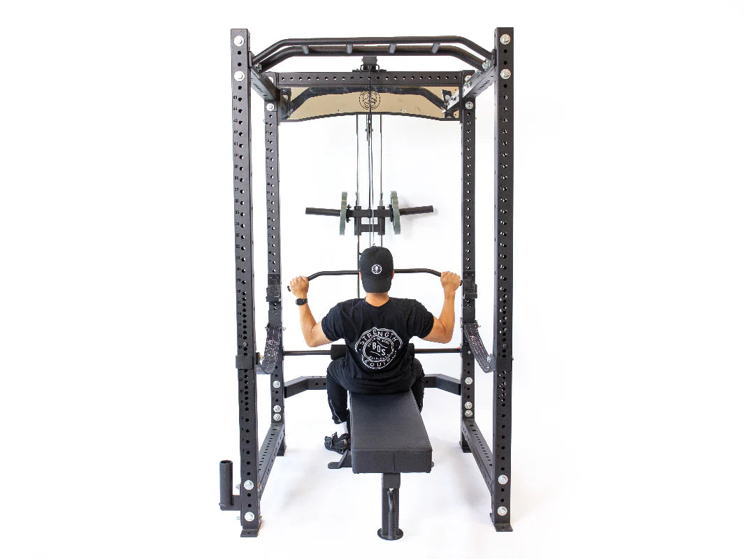 BEST Hydra Power Rack Attachments - person using lat pulldown