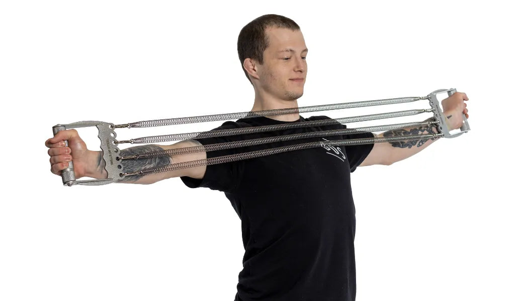 Resistance band chest expander outlet