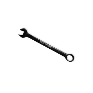 A black combination wrench, ideal for assembling the Hydra Power Rack, features the "Bells of Steel" brand on its handle with one open-ended side and a closed loop on the other, set against a plain white background.