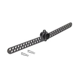 The Bells of Steel 30 D-Handle Bar Cable Attachment with Carabiners, featuring a black perforated metal bar and central hub, is shown next to two carabiners—perfect as a cable machine attachment on a white background.