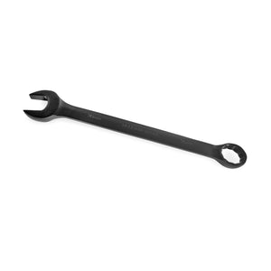 The black open-ended and box-end wrench embossed with sizes, angled against a white background, is ideal for tightening the Bells of Steel Manticore Hardware.