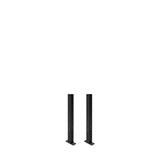 Two black Hydra Vertical Uprights by Bells of Steel, built for a 3x3 power rack, stand parallel on flat bases with multiple holes, ready for various rack attachments against a plain white background.