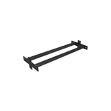 The Bells of Steel USA Storage Shelves feature a black, rectangular metal rack with two parallel bars and mounting brackets, perfect for use as a dumbbell shelf or storage addition, shown against a white background.