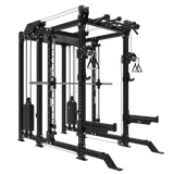 The Bells of Steel USA Smith Machine Rack - 6-Post with Kraken - Manticore offers a versatile 3"x3" power rack with Smith Machine features, adjustable handles, pulleys, weight stacks, pull-up bars, and more for comprehensive home strength training.