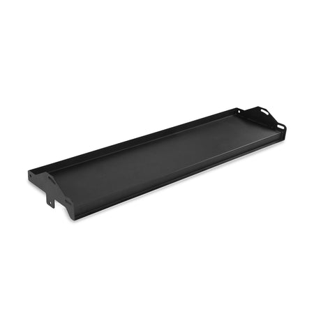 The Bells of Steel USA Storage Shelves feature a black rectangular metal tray with raised edges and handles on both ends, perfect for organizing small items in storage shelves or a power rack, shown on a white background.