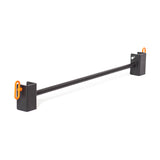 The Bells of Steel Adjustable Pull-up Bar Rack Attachment features black 6-gauge steel, orange clips, and square mounting brackets on each end, shown against a white background.