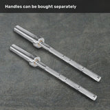 Two Anvil Handles by Bells of Steel USA lie parallel on a gray surface with “Handles can be bought separately” above them—ideal for unilateral training.