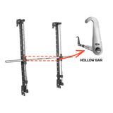 A diagram shows a power rack with a barbell, featuring an enlarged inset of a hollow bar likely indicating the Bells of Steel Smith Machine Rack Attachment. An orange arrow highlights the connection between the barbell and this feature.