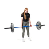Female athlete holdingMulti-Purpose Olympic Barbell – The Utility Bar - Blue Cerakote