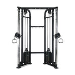 The Bells of Steel Functional Trainer is a versatile gym cable crossover machine with multiple pulleys, adjustable weight stacks on both sides, and various cable attachments for strength training, offering an all-in-one trainer experience.