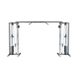 The Bells of Steel Cable Crossover Machine features dual adjustable pulleys, weight stacks on both sides, and a pull-up bar—ideal for versatile strength training exercises.