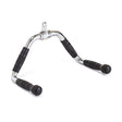 The Bells of Steel Multi Purpose Close Grip Cable Attachment features a chrome V design with rubber grips, ideal for strength training exercises like seated rows or lat pulldowns on cable machines.