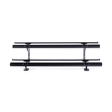 A Bells of Steel black, minimalist Commercial Interchangeable Weight Rack - Components Only with a swappable shelf, set against a white background. It features two parallel bars per tier supported by sturdy side stands.