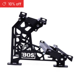 Black metal Bells of Steel Commercial Interchangeable Weight Rack with cut-out design and angled supports, shown on a white background. Includes a swappable storage shelf. A red "10% off" label with price tag icon appears in the top left corner.