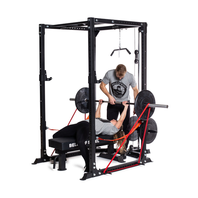 Workout session with the light commercial power rack